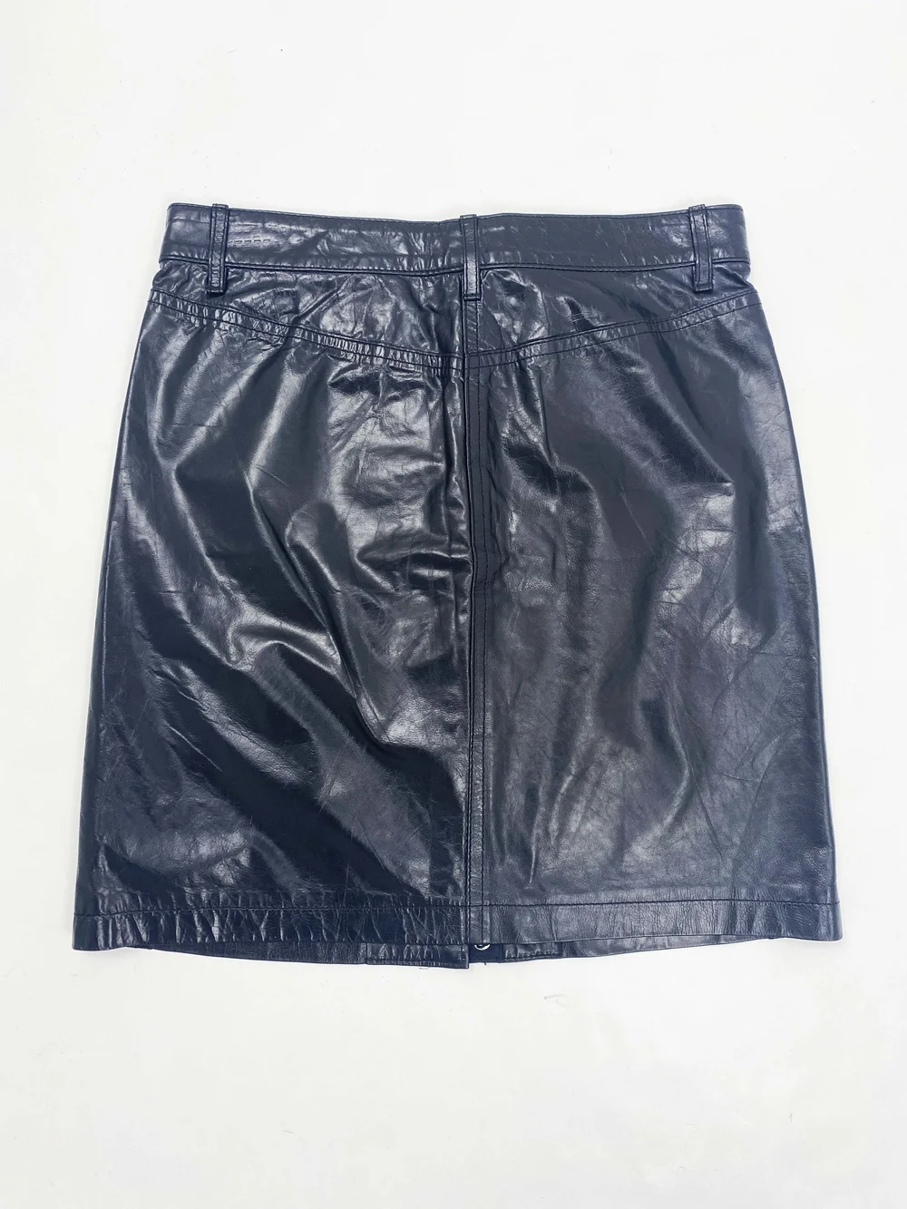 Ann Demeulemeester S/S 2001 snap front leather skirt — JAMES VELORIA